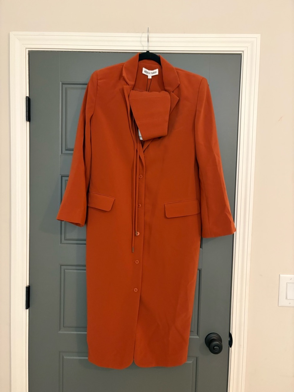 Andrea Iyamah Zia Corset Blazer Dress Pumpkin Orange Midi Size S NWT - Picture 3 of 6